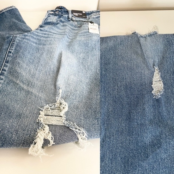 Express Relaxed Straight Leg Low Rise Distress Ripped Blue Jeans Women’s size 2R - Picture 7 of 13